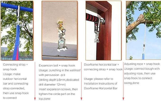 PELLOR Playground Children's Wooden Trapeze Swing Bar with Plastic Gym Rings Swing Set for Indoor & Outdoor Fun