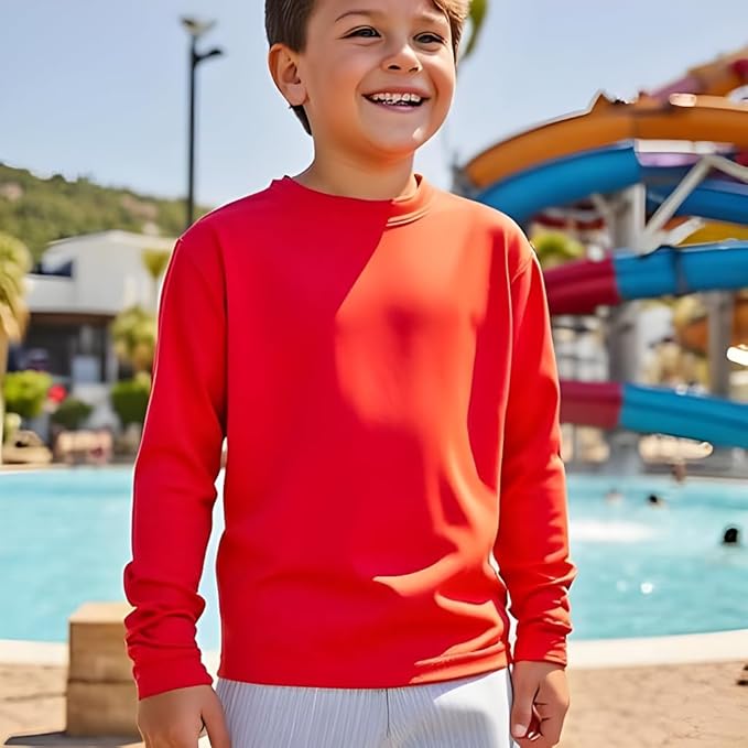 INGEAR Boys' Rash Guard UPF 50+ Swim Shirt - Lightweight, Quick-Dry, Durable Sun Protection for Swimming, Sizes XS-XL