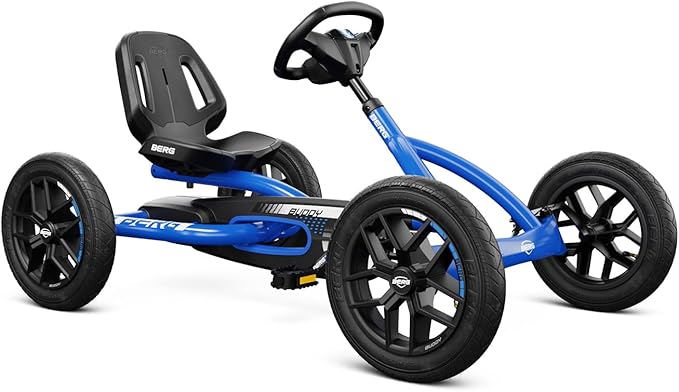 Berg Toys Buddy Blue Pedal Go Kart for Kids– Adjustable Ride On Toy for Ages 4-8 – Go Karts with BFR System and Adults Outdoor Pedal Car for Kids