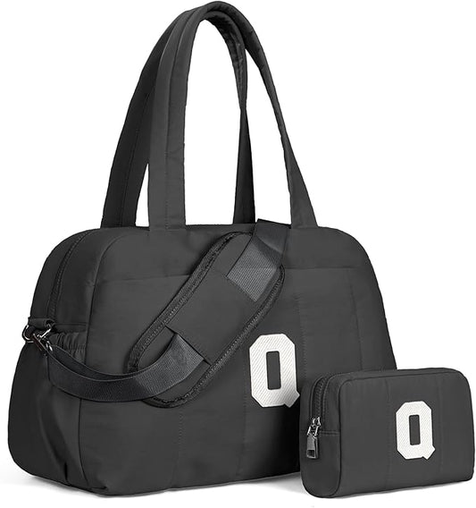 Gifts for 10 Year Old Girl-Women Duffle Bag with Initial, Personal Item Travel Bags College Gift for Women，Gym Bag with Wet Pocket，Lightweight Travel Bags Personalized Tote with Makeup Pouch