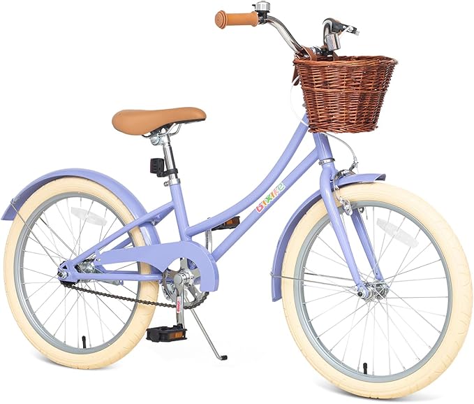 Retro Design Girls Bike with Basket and Coaster Brake for 3-13 Years Old Kids, 14 16 18 Inch Cruiser Bicycle for Toddlers with Training Wheels, 20 24 26 Inch with Kickstand, Multiple Colors