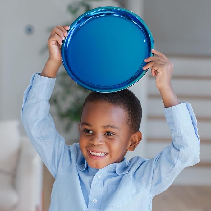 Ahimsa Stainless Steel Kids Plates, 9" Colorful Non Divided Stainless Steel Plates, Pediatrician Designed & Non Toxic, Unbreakable, Dishwasher Safe, Single Blue