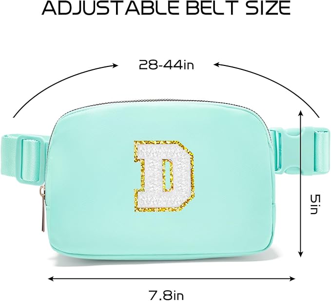 Gitus Birthday Gifts for 8 9 10 11 12 13 Year Old Girls Personalized Fanny Pack Crossbody Bags with Initial Letter Patch Belt Bag for Teen Girls Cute Trendy Stuff Travel Essentials (Mint Green-D)