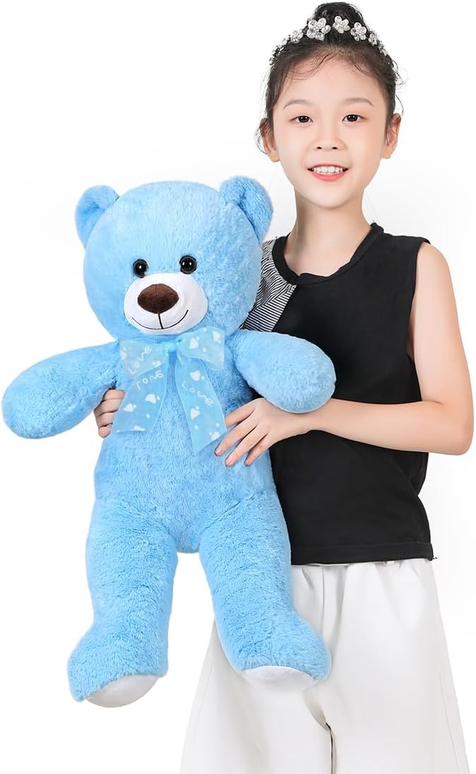 Teddy Bear Stuffed Animal 24'' Small Teddy Bear Plush Toy Gift for Valentine Christmas Birthday Blue