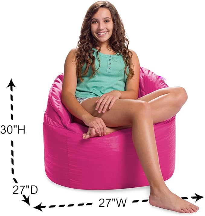 Posh Creations Structured Comfy Seat for Playrooms and Bedrooms, Large Bean Bag Chair, Sonoma Lounger, Pink