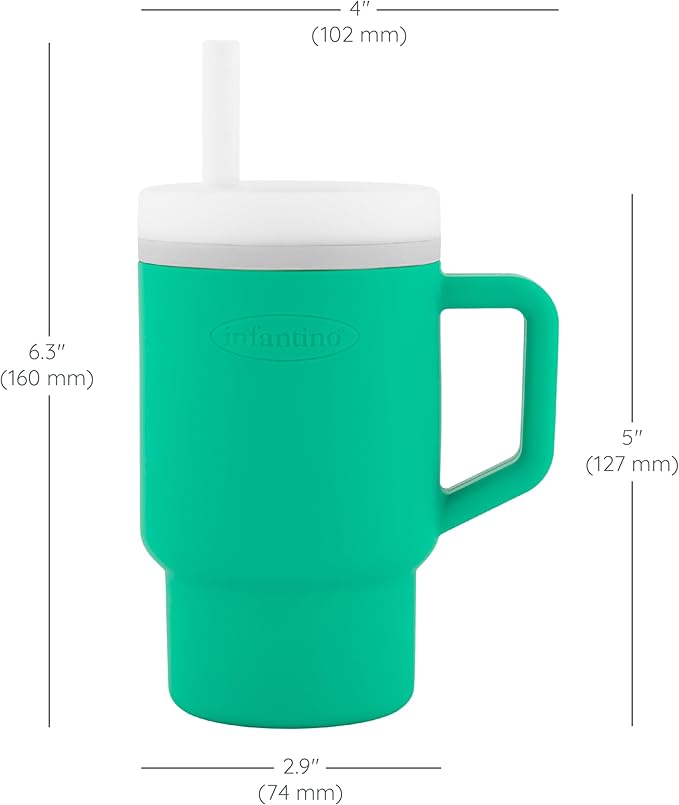 Infantino My 1st Tumbler, Silicone Sippy Cup with Straw & Handle, Spill-Resistant Baby Cup for On-the-Go, BPA-Free Transition Bottle