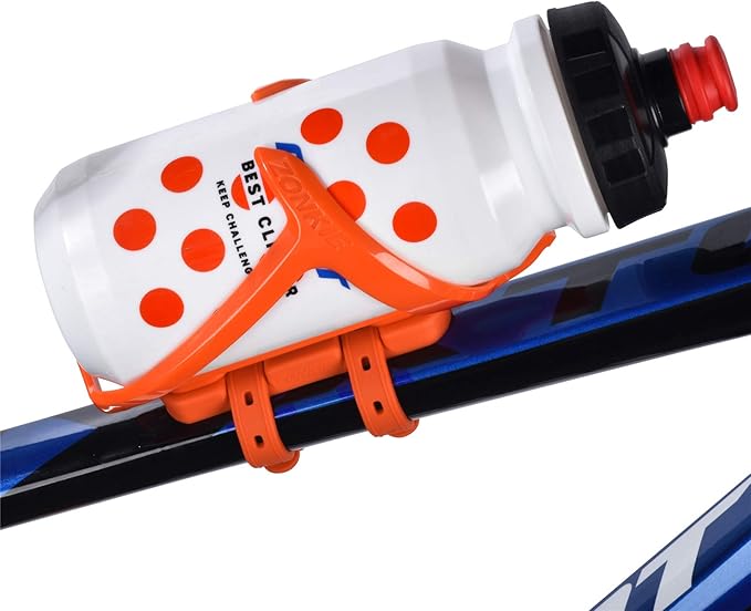 ZONKIE Bicycle Bottle Cages, Plastic Bike Bottle Holder with Cage Mounting Base (Orange)