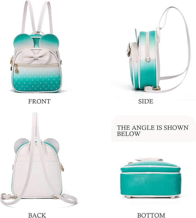 KL928 Girls Mini Backpack Bowknot Polka Dot Cute Small Daypacks Convertible Shoulder Bag Purse for Women