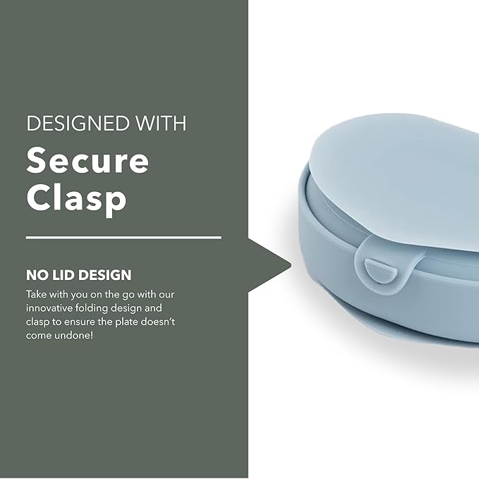 Miniware Baby Travel Plate with Suction - Foldable Silicone Baby Travel Essential to Promote Self-Feeding - Dishwasher Safe, BPA Free, Food Grade Silicone Baby Plate for On The Go - Chickory Silifold
