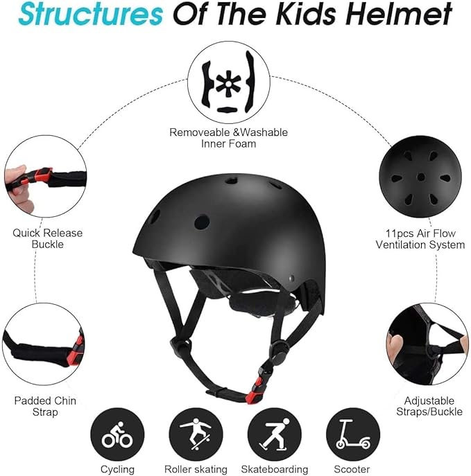 Color Gradient Adjustable Kids Bike Helmet Toddler Helmets for 3-5-8-14 Years Kids Girls Boys Youth Bicycle Helmet for Scooter Balance Bike Roller Skating Skateboard