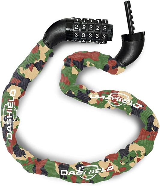 Bike Chain Lock Security 5 Digit Resettable Combination, 51.2 inches Heavy Duty Anti Theft Lock Chain for Bicycle, Motocycle, Scooter, Gate, Fence (Camo, 4.2ft)