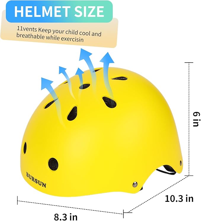 BURSUN Kids Bike Helmet Ventilation & Adjustable Toddler Helmet for Ages 2-14 Kids Boys Girls Multi-Sport Helmet for Skateboard Roller Skateing Bicycle Scooter blance Bike