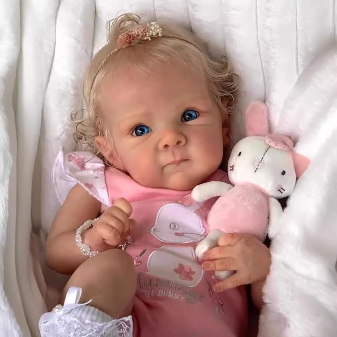 Lifelike Reborn Baby Dolls - 18 Inch Realistic Newborn Baby Doll with Weighted Soft Cloth Body Real Life Baby Dolls with Blonde Hair Birthday Gift for Kids Age 3+