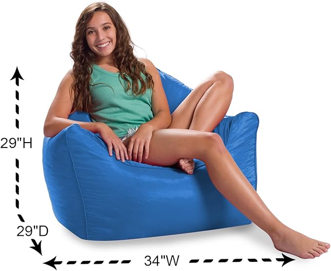 Posh Creations Structured Comfy Seat for Playrooms and Bedrooms, Large Bean Bag Chair, Malibu Lounge, Royal Blue