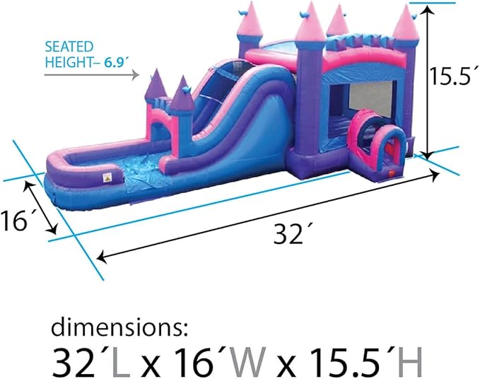 TentandTable Inflatable Bounce House Water Slide for Kids 5-12 Large, Commercial Grade Mega Bouncy Castle for Adults, Jump House, Includes Electric Air Blower, 32' L x 16' W x 15' H, Pink