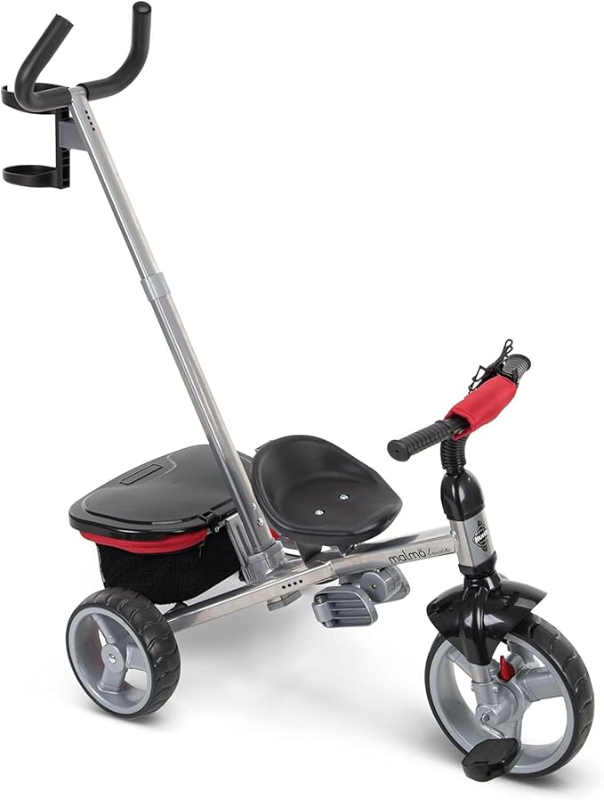 Huffy Malmö 4-in-1 Toddler Push Bike Trike for Kids, Learning Tricycle for Toddlers, Adjustable Push Handle, Grows with Your Kid, Multiple Options and Colors Available, Removable Canopy, Storage Bin