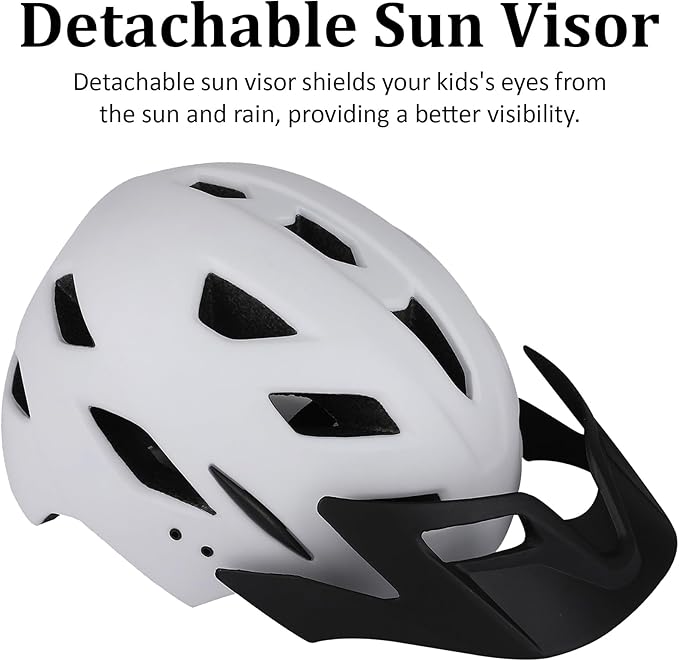 Kids Bike Helmet, Youth Toddler Boys Girls Helmets, 2 Size Adjustable for Ages 2-3-5-8-14 Years, Child Helmet with Visor and LED Light, Lightweight Multi-Sport Bicycle Scooter Cycling Helmets