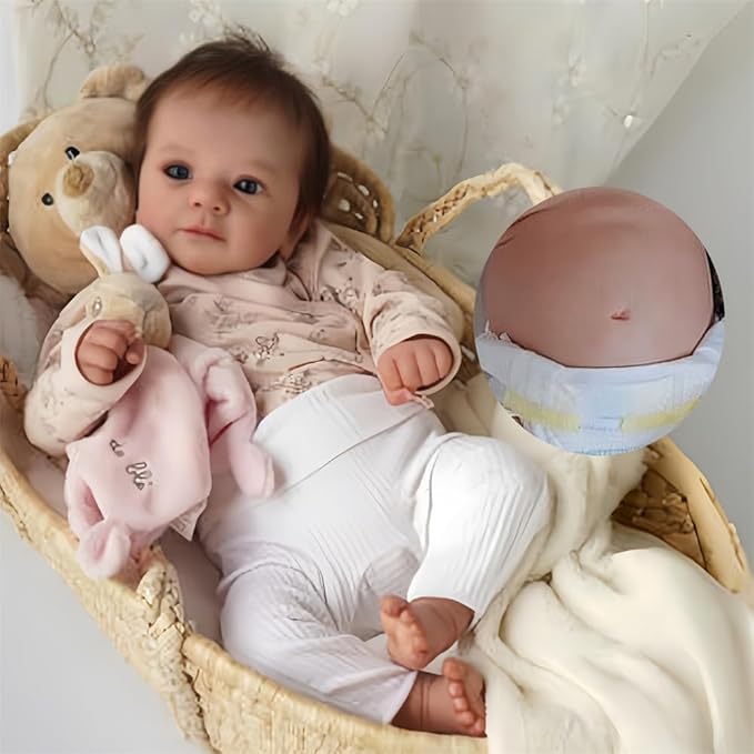 Reborn Baby Dolls - 19-inch Cute Soft Vinyl Realistic Baby Doll Real Life Baby Dolls with Complete Accessories Gift Box for 3+ Year Old Girls Kids