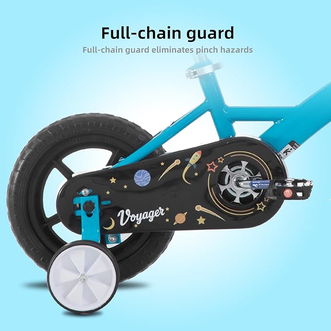 KEANO Voyager 10 12 Inch Kids Bike for Boys and Girls Ages 1-4 Years, Toddler Bike with Training Wheels & Basket, Detachable Parent Push Handle, Children Bicycle