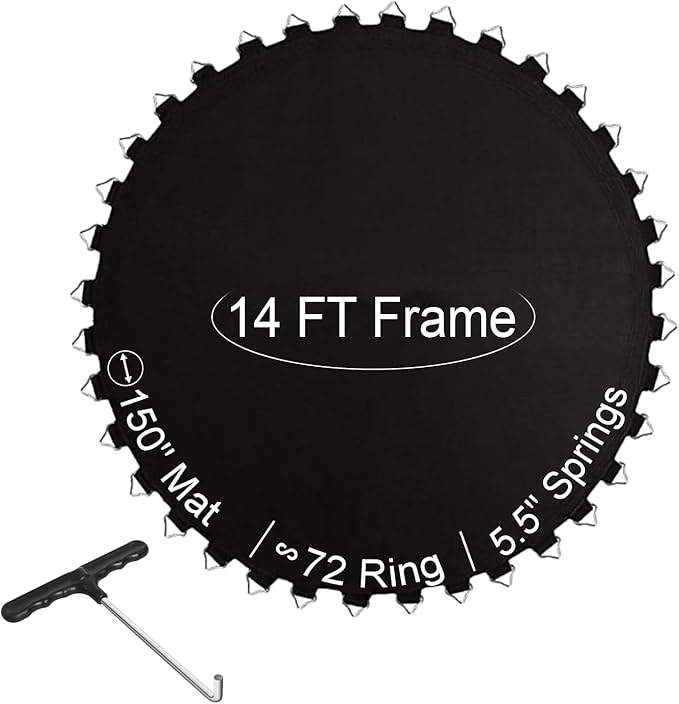 Ketofa 12FT 14FT 15FT Trampoline Mat Replacement, Fits 5.5" Springs 72 80 V-Hooks Round Trampoline Frame,Premium Trampoline Jumping Mat (Excluding Frame and Spring)
