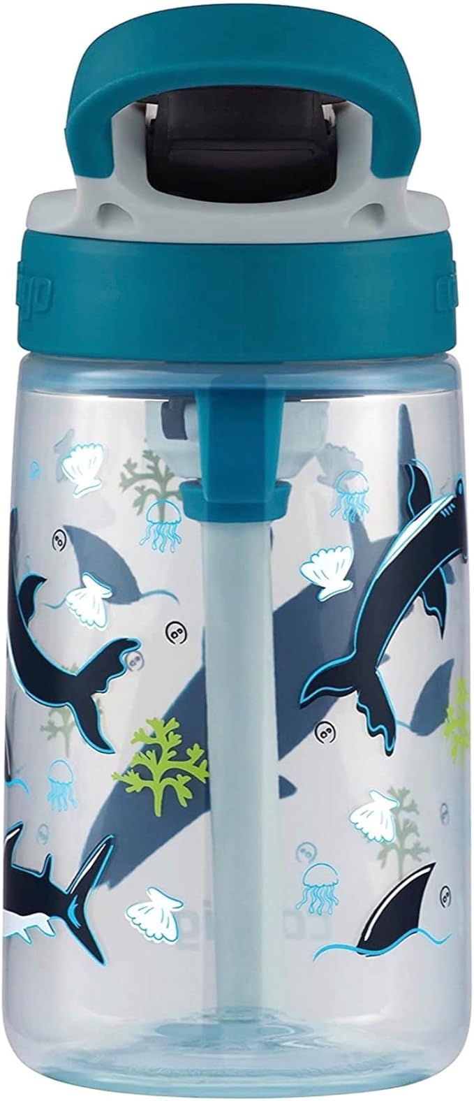 Contigo Kids Straw Water Bottle with AUTOSPOUT Lid 14oz. White Sharks