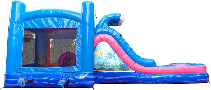 TentandTable Inflatable Bounce House Water Slide for Kids 5-12 Large, Commercial Grade Mega Bouncy Castle for Adults, Jump House, Includes Electric Air Blower, 32' L x 16' W x 15' H, Mermaid Wave