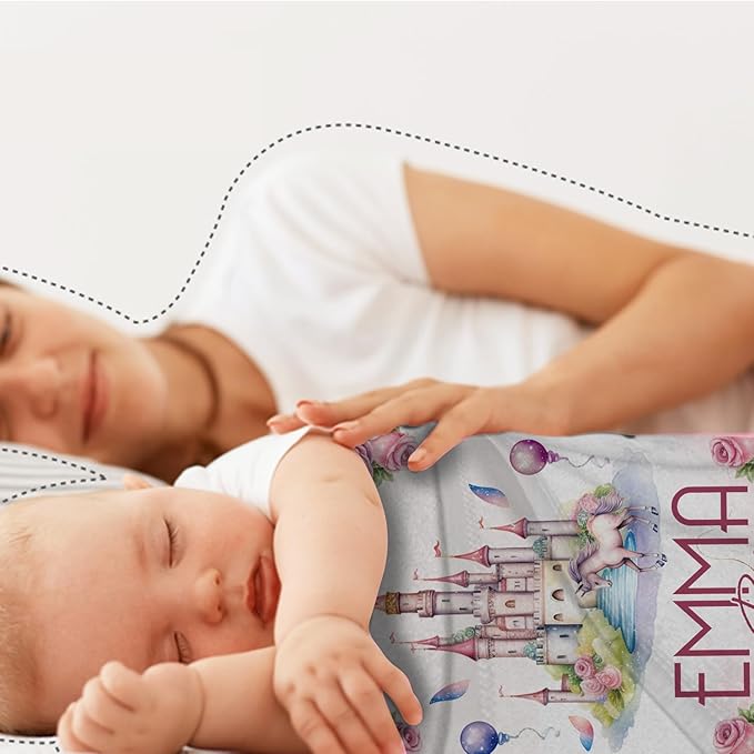 Zocoshi Personalized Baby Blankets Princess Nursery Blanket for Girls, Personalized Baby Gifts with Name, Customized Baby Blanket, Newborn Boy Gift, Soft Fleece (Princess Nursery Blanket)