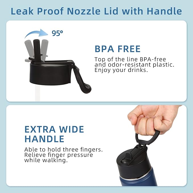 Volhoply 16 OZ Kids Water Bottle Bulk 8 Pack,Insulated Sports Bottles with Straw Lid,Stainless Steel Bottle with Handle Keep Cold & Hot,Double Wall Vacuum Tumbler Cups for School,Girls(Navy, 8)