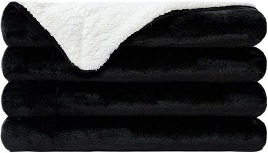 NANPIPER Sherpa Blanket King Fleece Bed Blankets Soft and Warm Fuzzy Microfiber,Black 90"x108"