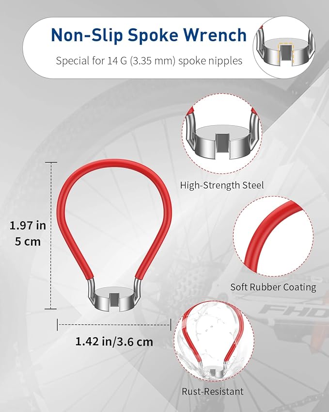 Pawfly Bike Spoke Wrenches, Bike Spoke Tool Kit with 3 Bicycle Tire Levers, Bicycle Spoke Wrench Tools, Bicycle Rim Truing Tool Set, Bike Rim Correct Kit, 8-Piece Bike Repair Tool Kit