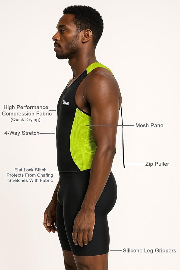 Wixen Men's Performance Triathlon Suit Sleeveless Tri Suit Padded Quick Dry Run Swim Bike