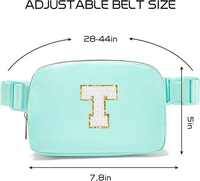 Gitus Birthday Gifts for 8 9 10 11 12 13 Year Old Girls Personalized Fanny Pack Crossbody Bags with Initial Letter Patch Belt Bag for Teen Girls Cute Trendy Stuff Travel Essentials (Mint Green-T)