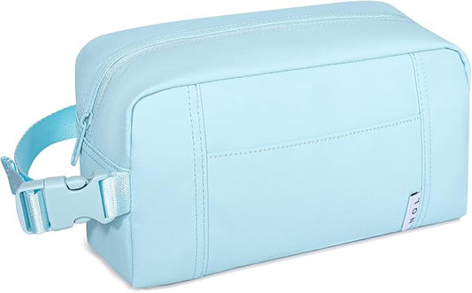 NOL Natural Organic Lifestyle Freezable Snack Bag, Leakproof Cooler Lunch Bag, Reusable, Zip Closure with Buckle Handle Nylon Waterproof Snack Box for Work Travel-Light blue