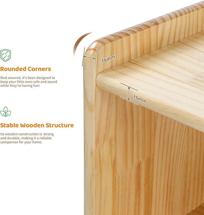 Montessori Shelf, Toy Shelf for Kids, Kids Bookshelf, 2-Tier, 3-Section Wooden Book Shelf, Toy Storage Organizer for Kid Rooms, Palyroom, Nursery (35-2/5"*23-5/8"*11-4/5")