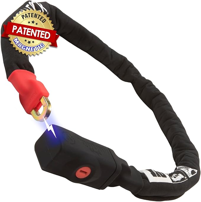 Seatylock Viking Bike Chain Lock with Key - Magnetic Patented Sold Secure Silver Rated - Heavy Duty Anti Theft - Smart Ultra Security Bicycle Lock (43.3 Inch)