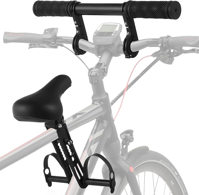Lnrueg Kids Bike Seat for Adult Bike, Kid Bike Seat with Handlebar and Foot Pedals, Front Mounted Child Bike Seat for Mountain Bikes, Parent-Child Cycling Seat Kit for Children 2-6 Years