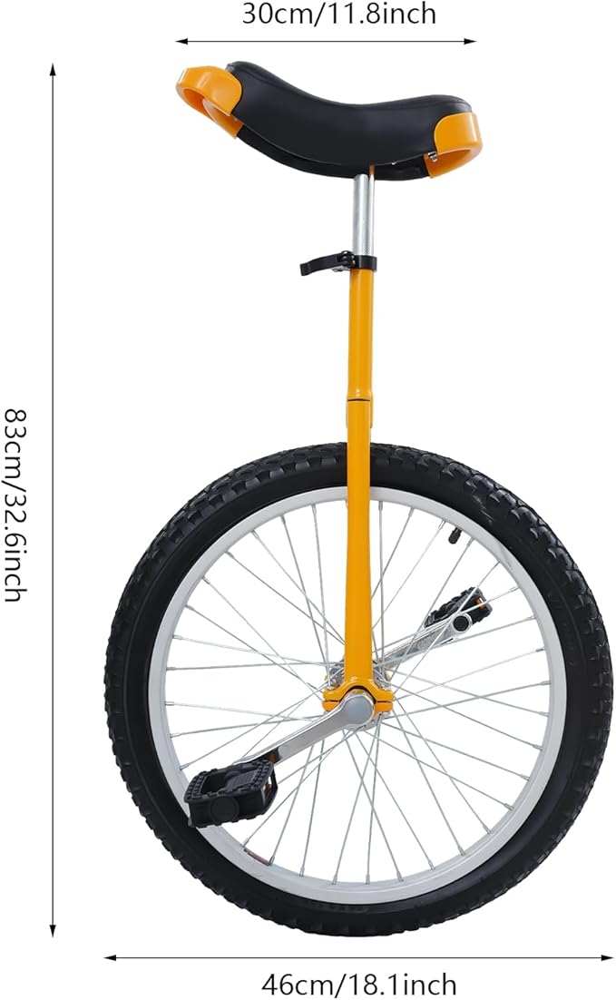 20 Inch Unicycle for Balance Training Outdoor Fitness with Adjustable Seat and Anti-Skid Tread