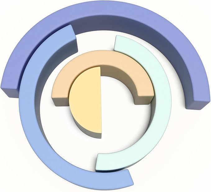 Asweets Wooden Stackable Rainbow Toy, 5 PCS Wooden Building Blocks Set for Baby, Kids and Toddlers, Montessori Rainbow Nesting Puzzle, Enhance Hand-Eye Coordination, Cognitive Development, Blue