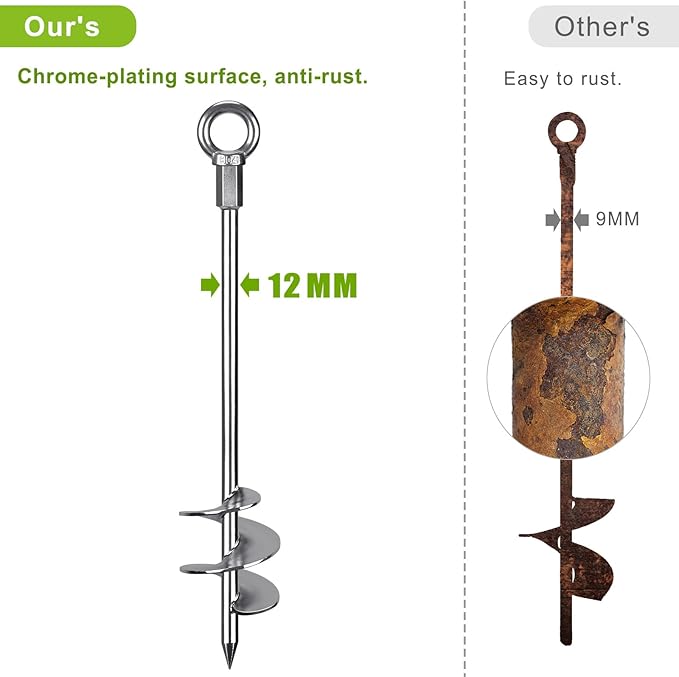 Fully Welded Ground Trampoline Anchors, 30'' Spiral Mobile Home Anchors, 2pcs Earth Anchor Heavy Duty Shed Anchor Kit with Straps for Securing Swing Sets, Animals, Trees, Tents, Shed, Carport