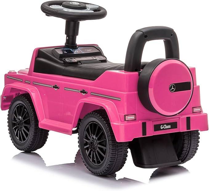 Best Ride On Cars Kids Outdoor Stroller Mercedes G-Wagon Push Car with Working Lights, Horn, and Music for Ages 1 to 3 years, Pink