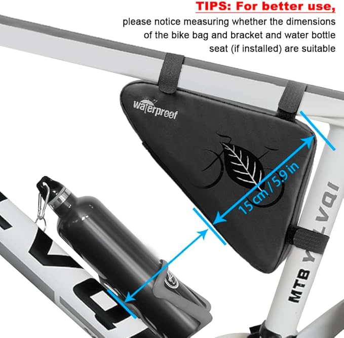 NDakter Bike Bicycle Frame Storage Bag, 2L Waterproof Bicycles Triangle Pouch, Cycling Pack for Phone, Wallet, Keys, Tools, Accessories, Bikes Front Tube Bag for Mountain Road Bike, MTB