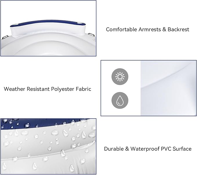 YUSING Inflatable Pool Floats, 2-3 Person Giant Pool Float Lounger with Cup Holder for Adults & Kids, Floating Island for Indoor & Outdoor