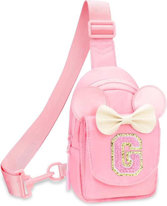 Girls Birthday Gifts for Kids - Initial Pink Small Sling Bags for Girl Fanny Pack Belt Bag for Personalized Crossbody Bags Purse for Kids Daughter Sister Little Girl Gifts Pink G