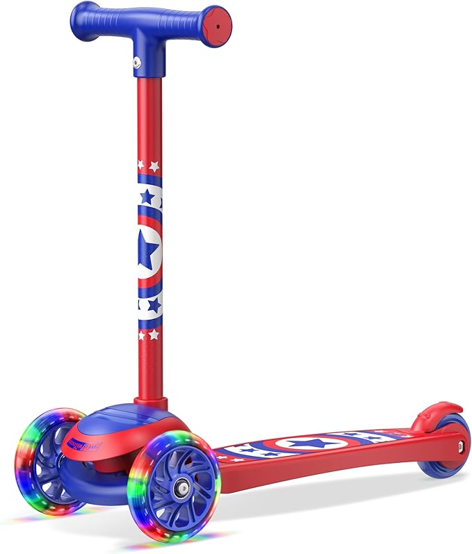 3 Wheel Scooter for Kids, Smooth Light Up LED Front Wheels, Wide Anti Slip Deck, Rear Foot Brake, Easy Lean to Steer Maneuvering, Indoor & Outdoor Ride On Toys for Ages 2 Up