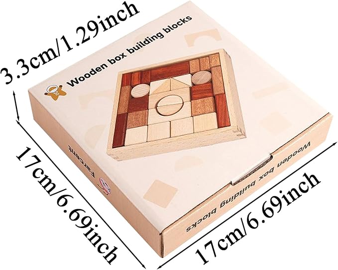 Wooden Building Block Set - Educational Toy | Toddler Learning Stacking Game | Natural Wood Preschool Construction Blocks, Fine Motor Skill Builder, Classroom Gift for Boys Girls