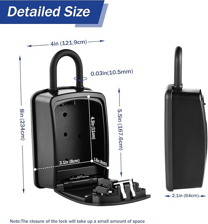 Iron Lock® XXL Portable Key Lock Box and Wall Mounted with Removable U-Shackle Waterproof Indoor Outdoor 4 Digit Combo with Resettable Code with A B Switch Extra Large Key Lockbox Outside (XXL, Black)