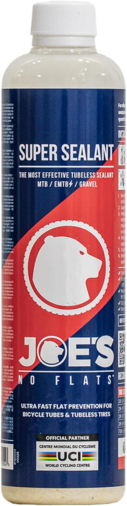 JOE'S NO FLATS Super Sealant - Gravel and MTB Bike Tires - Ultra-Fast Sealing for Tubeless and Inner Tubes | for Holes up to 0.25 Inches | Ready to Use Effective Puncture Seal