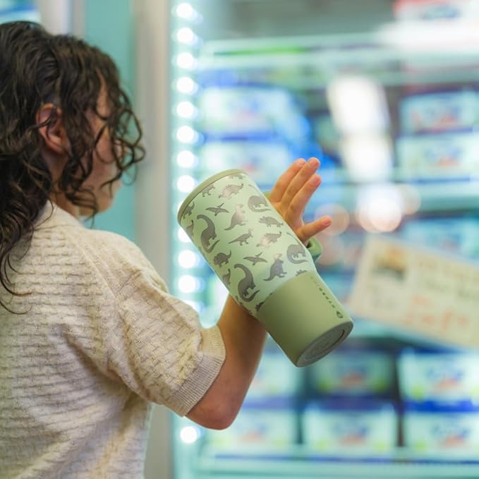 HydroJug Kids - 20 oz Insulated Kids Water Bottle with Flip Straw & Handle | Leak-Proof & Durable | Perfect for School, Sports, Lunch, Travel & Camp, Dinosaur