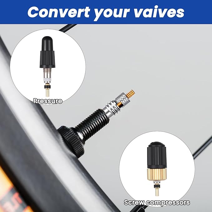 Presta Valve Core Removal Tool with Valve Core Cover Brass Screws Plastic Buckle & Installation Tools for Bike Tire Tubeless Road MTB Tires