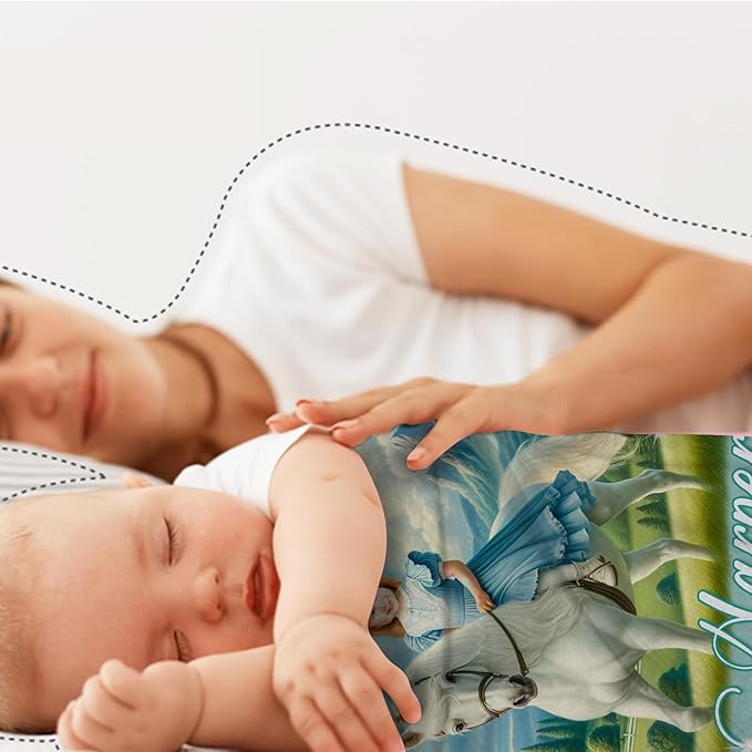 Zocoshi Personalized Princess Blanket - Kids Unicorn Design with Custom Face Photo, Monogrammed Gift for Baby Girl, Cozy Keepsake, Perfect Birthday Present